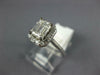 GIA LARGE 1.09CT DIAMOND 14K WHITE GOLD EMERALD CUT & ROUND HALO ENGAGEMENT RING