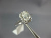 GIA LARGE 1.09CT DIAMOND 14K WHITE GOLD EMERALD CUT & ROUND HALO ENGAGEMENT RING