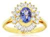 ESTATE 1.51CT DIAMOND & AAA TANZANITE 14K YELLOW GOLD OVAL ROUND & BAGUETTE RING