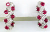 ESTATE 1.41CT DIAMOND & AAA RUBY 14KT WHTIE GOLD 3D MULTI WAVE HANGING EARRINGS