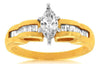 ESTATE .60CT DIAMOND 14K YELLOW GOLD MARQUISE & BAGUETTE CLASSIC ENGAGEMENT RING