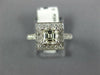 GIA LARGE 1.47CT DIAMOND 14KT WHITE GOLD 3D ASSCHER & ROUND HALO ENGAGEMENT RING