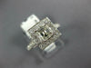 GIA LARGE 1.47CT DIAMOND 14KT WHITE GOLD 3D ASSCHER & ROUND HALO ENGAGEMENT RING