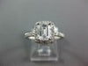 GIA LARGE 1.26CT DIAMOND 14K WHITE GOLD EMERALD CUT & ROUND HALO ENGAGEMENT RING