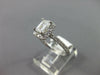 GIA LARGE 1.26CT DIAMOND 14K WHITE GOLD EMERALD CUT & ROUND HALO ENGAGEMENT RING