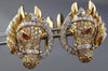 EXTRA LARGE 2.44CT DIAMOND & AAA RUBY 18KT ROSE GOLD HANDCRAFTED HORSE CUFFLINKS