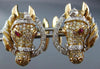 EXTRA LARGE 2.44CT DIAMOND & AAA RUBY 18KT ROSE GOLD HANDCRAFTED HORSE CUFFLINKS