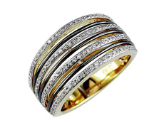 ESTATE .35CT DIAMOND 14K 2 TONE GOLD 3D MULTI ROW SEMI ETERNITY ANNIVERSARY RING