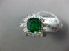 GIA LARGE 5.03CT DIAMOND & AAA EMERALD 18K WHITE GOLD 3D CUSHION ENGAGEMENT RING