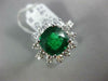 GIA LARGE 5.03CT DIAMOND & AAA EMERALD 18K WHITE GOLD 3D CUSHION ENGAGEMENT RING