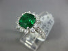 GIA LARGE 5.03CT DIAMOND & AAA EMERALD 18K WHITE GOLD 3D CUSHION ENGAGEMENT RING