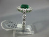 GIA LARGE 5.03CT DIAMOND & AAA EMERALD 18K WHITE GOLD 3D CUSHION ENGAGEMENT RING