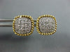 ESTATE .36CT DIAMOND 14KT 2 TONE GOLD 3D SQUARE ROPE CLASSIC PAVE STUD EARRINGS