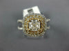GIA LARGE 1.57CT DIAMOND 14KT 2 TONE GOLD CUSHION & ROUND SQUARE ENGAGEMENT RING