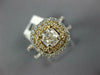 GIA LARGE 1.57CT DIAMOND 14KT 2 TONE GOLD CUSHION & ROUND SQUARE ENGAGEMENT RING
