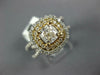 GIA LARGE 1.57CT DIAMOND 14KT 2 TONE GOLD CUSHION & ROUND SQUARE ENGAGEMENT RING