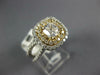 GIA LARGE 1.57CT DIAMOND 14KT 2 TONE GOLD CUSHION & ROUND SQUARE ENGAGEMENT RING