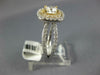 GIA LARGE 1.57CT DIAMOND 14KT 2 TONE GOLD CUSHION & ROUND SQUARE ENGAGEMENT RING