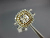 GIA LARGE 1.57CT DIAMOND 14KT 2 TONE GOLD CUSHION & ROUND SQUARE ENGAGEMENT RING
