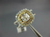 GIA LARGE 1.57CT DIAMOND 14KT 2 TONE GOLD CUSHION & ROUND SQUARE ENGAGEMENT RING