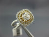 GIA LARGE 1.57CT DIAMOND 14KT 2 TONE GOLD CUSHION & ROUND SQUARE ENGAGEMENT RING