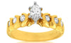 ESTATE .72CT DIAMOND 14K YELLOW GOLD 3D MARQUISE & ROUND CLASSIC ENGAGEMENT RING