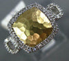 ESTATE .30CT DIAMOND 14KT WHITE AND YELLOW GOLD 3D HAMMERED SQUARE HALO FUN RING