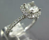 ESTATE 1.43CT DIAMOND 14K WHITE GOLD CUSHION & ROUND HALO SQUARE ENGAGEMENT RING