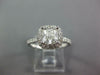 ESTATE 1.43CT DIAMOND 14K WHITE GOLD CUSHION & ROUND HALO SQUARE ENGAGEMENT RING