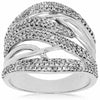 ESTATE WIDE .90CT DIAMOND 14KT WHITE GOLD CLASSIC MULTI ROW CRISS CROSS FUN RING