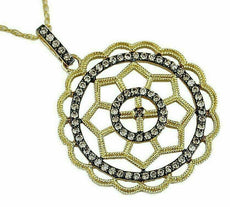 .50CT MOCHA DIAMOND 14KT YELLOW GOLD OPEN FILIGREE FLOWER STAR CIRCULAR PENDANT
