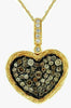 .57CT WHITE & CHOCOLATE FANCY DIAMOND 14K YELLOW GOLD CLUSTER HEART LOVE PENDANT