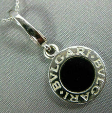 BVLGARI AAA ONYX 18KT WHITE GOLD 3D CIRCULAR DOUBLE SIDED PENDANT #26665