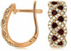 ESTATE .94CT DIAMOND & AAA RUBY 14KT ROSE GOLD 3D ETOILE LEVERBACK EARRINGS