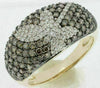 1.62CT WHITE & MOCHA DIAMOND 14KT YELLOW GOLD MULTI ROW PAVE BUTTERFLY LOVE RING