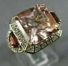 LARGE 4.82CT DIAMOND AAA MORGANITE & GARNET 14KT WHITE & ROSE GOLD FILIGREE RING