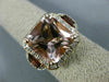 LARGE 4.82CT DIAMOND AAA MORGANITE & GARNET 14KT WHITE & ROSE GOLD FILIGREE RING