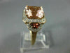 LARGE 4.82CT DIAMOND AAA MORGANITE & GARNET 14KT WHITE & ROSE GOLD FILIGREE RING