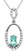 ESTATE .30CT DIAMOND & AAA AQUAMARINE 14KT WHITE GOLD 3D OVAL FLOATING PENDANT