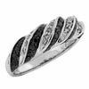 ESTATE .22CT WHITE & BLACK DIAMOND 14KT WHITE GOLD 3D MULTI ROW ROPE FUN RING