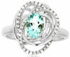 ESTATE .85CT DIAMOND & AAA AQUAMARINE 14K WHITE GOLD 3D OVAL LOVE KNOT FUN RING
