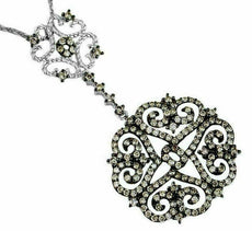 1.40CT MOCHA DIAMOND 14KT WHITE GOLD 3D MULTI HEART OPEN FILIGREE FLOWER PENDANT
