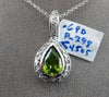 ESTATE 1.64CT DIAMOND & PERIDOT 14KT WHITE GOLD PEAR SHAPE FLOATING DROP PENDANT