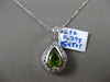 ESTATE 1.64CT DIAMOND & PERIDOT 14KT WHITE GOLD PEAR SHAPE FLOATING DROP PENDANT