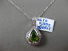 ESTATE 1.64CT DIAMOND & PERIDOT 14KT WHITE GOLD PEAR SHAPE FLOATING DROP PENDANT