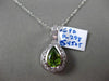ESTATE 1.64CT DIAMOND & PERIDOT 14KT WHITE GOLD PEAR SHAPE FLOATING DROP PENDANT