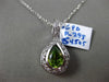 ESTATE 1.64CT DIAMOND & PERIDOT 14KT WHITE GOLD PEAR SHAPE FLOATING DROP PENDANT