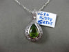ESTATE 1.64CT DIAMOND & PERIDOT 14KT WHITE GOLD PEAR SHAPE FLOATING DROP PENDANT
