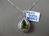 ESTATE 1.64CT DIAMOND & PERIDOT 14KT WHITE GOLD PEAR SHAPE FLOATING DROP PENDANT