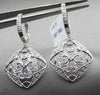 ESTATE .31CT DIAMOND 14KT WHITE GOLD 3D HEART FLORAL SQUARE HANGING EARRINGS